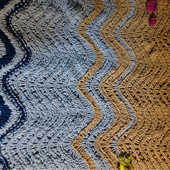 Beach themed blanket with 3d stitched starfish and turtles! So soft - Picture 8 of 15